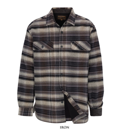 North River Apparel Moleskin Plaid Fleece Lined Shirt Jacket Iron