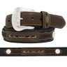 Nocona Mens Fabric Inlay and Conchos Leather Belt Black / Brown / 28