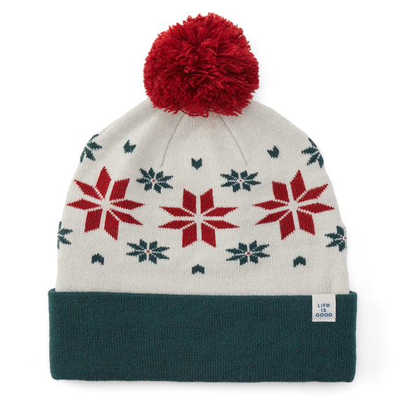 Life Is Good Nordic Snowflake Pattern So Chill Beanie - Putty White Putty White