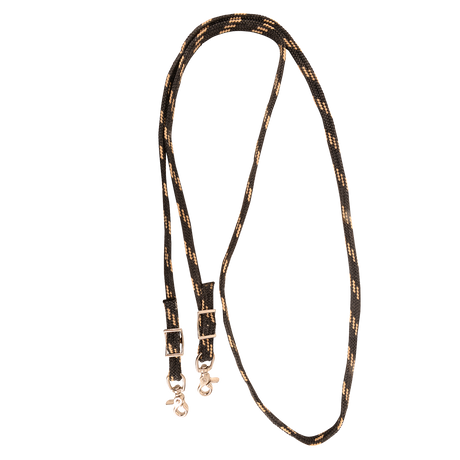 Martin Saddlery Nylon Braided Roping Rein with Buckle Snap Ends - Black / Tan