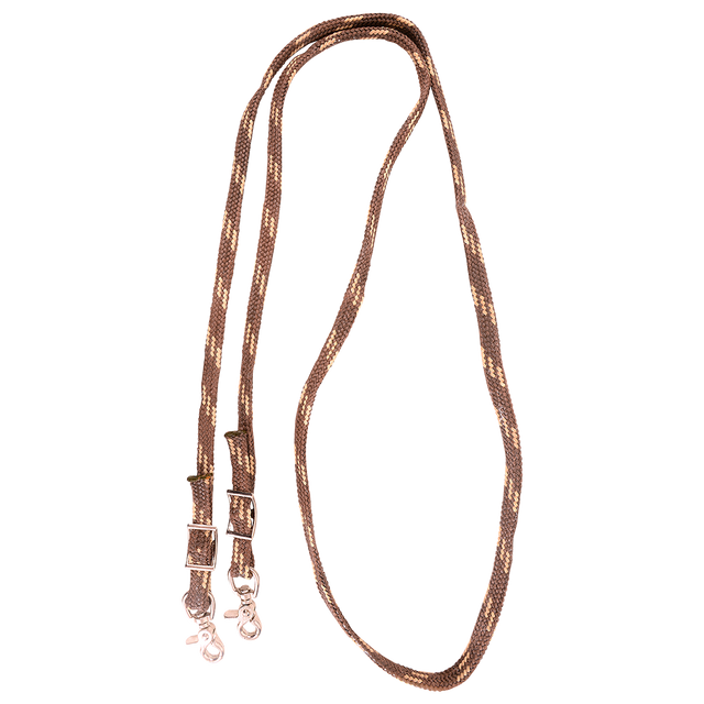 Martin Saddlery Nylon Braided Roping Rein with Buckle Snap Ends - Brown / Tan