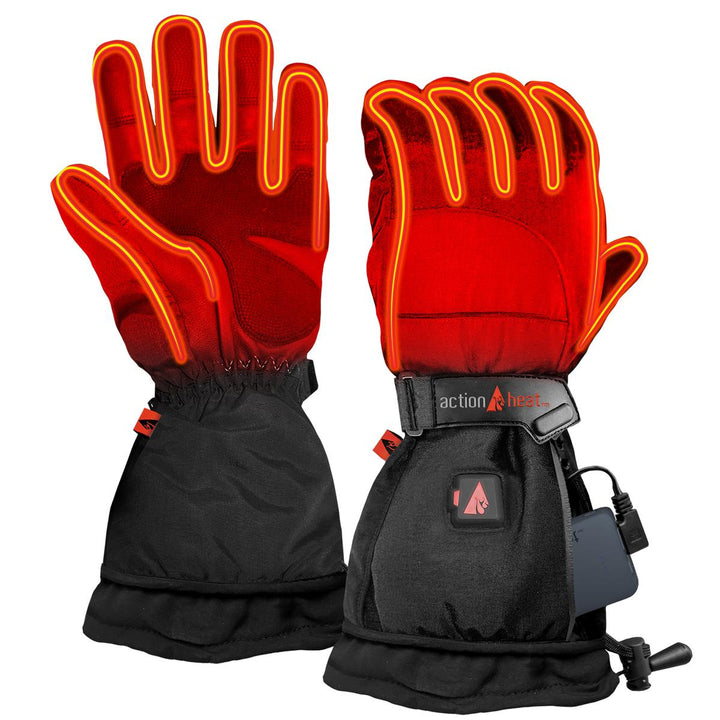 Action Heat Men's 5V Battery Heated Snow Gloves - Black Black