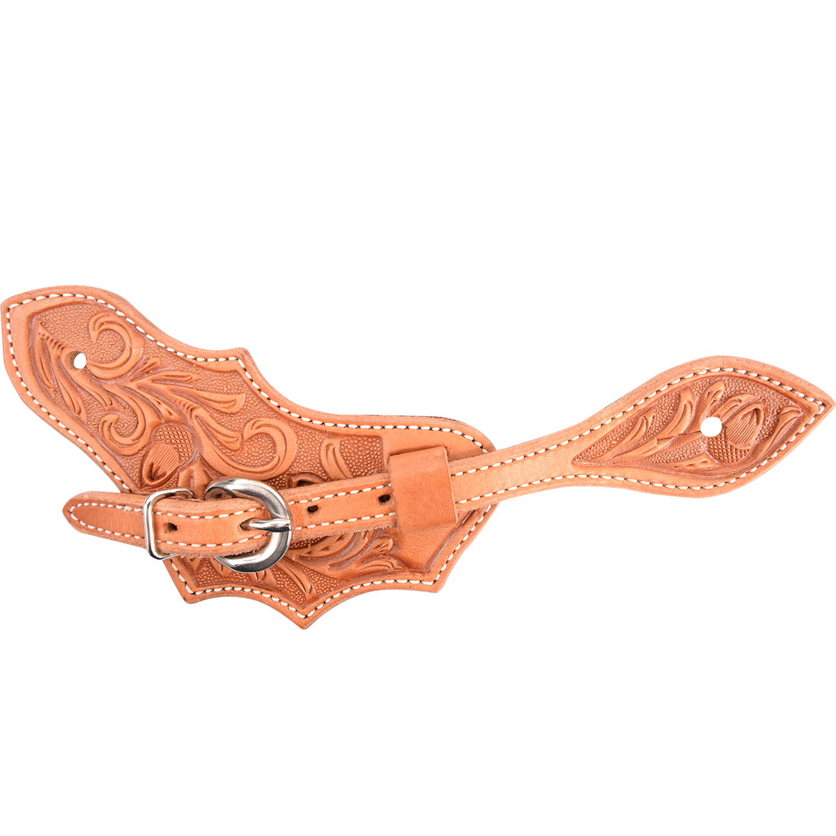 Martin Saddlery Oak Leaf Spurstraps with Acorn Oak Tooling - Natural