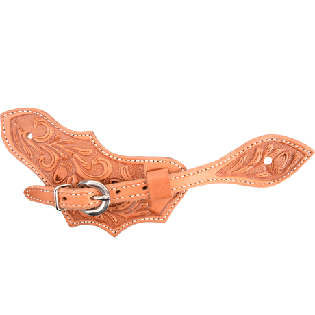 Martin Saddlery Oak Leaf Spurstraps with Acorn Oak Tooling - Natural