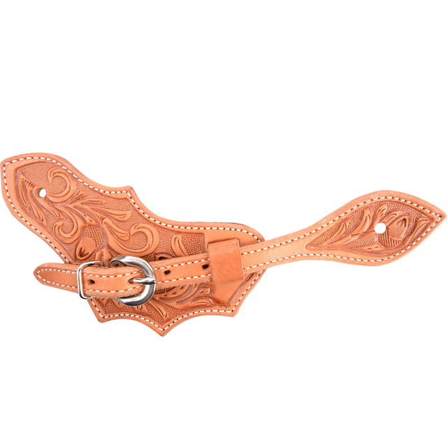 Martin Saddlery Oak Leaf Spurstraps with Acorn Oak Tooling - Natural