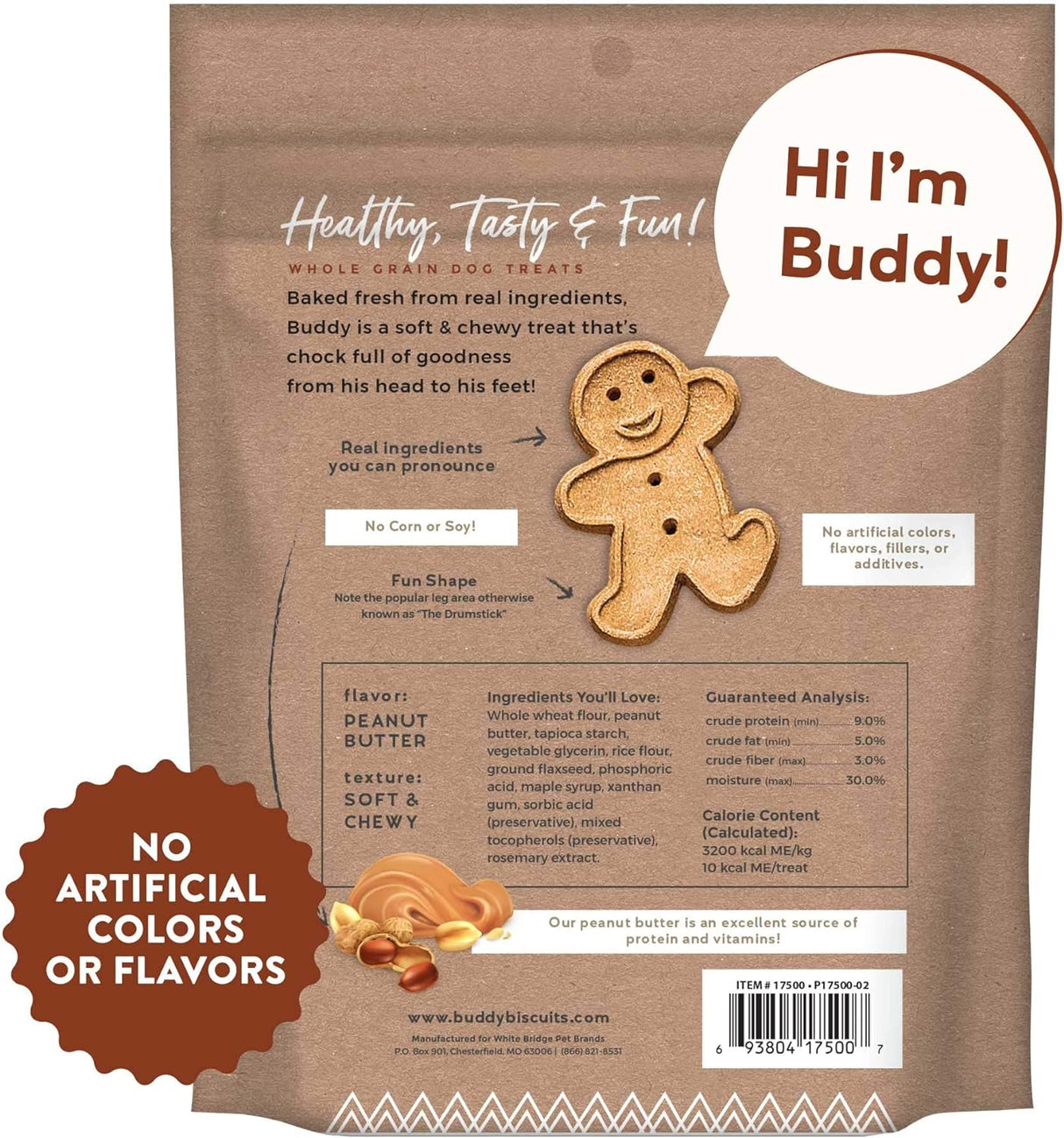 Buddy Biscuit Original Soft & Chewy Dog Treats (Peanut Butter) - 6oz & 20oz