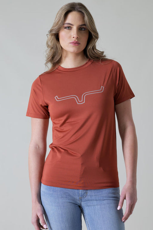 Kimes Ranch Women's  Outlier Tech Tee Shirt Rust