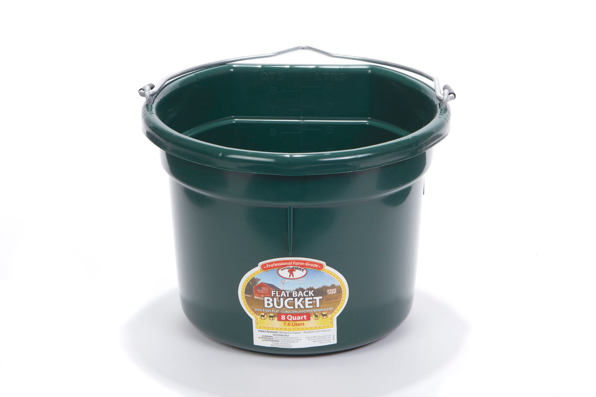 Miller MFG 8 Qt Flat Back Plastic Bucket Green