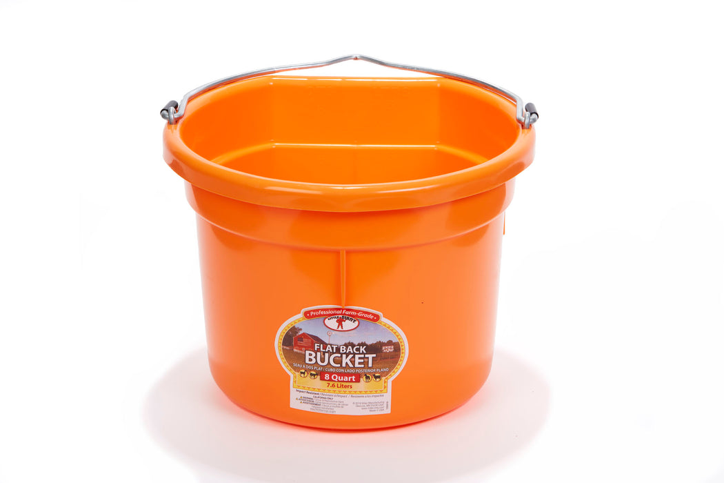 Miller MFG 8 Qt Flat Back Plastic Bucket Orange