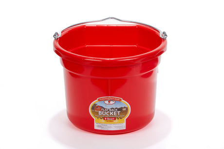 Miller MFG 8 Qt Flat Back Plastic Bucket Red