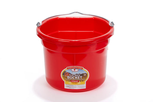 Miller MFG 8 Qt Flat Back Plastic Bucket Red
