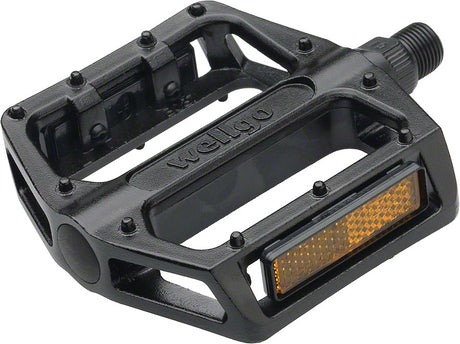 Wellgo B087 Platform Pedals, Aluminum, 9/16, Molded Pins Black