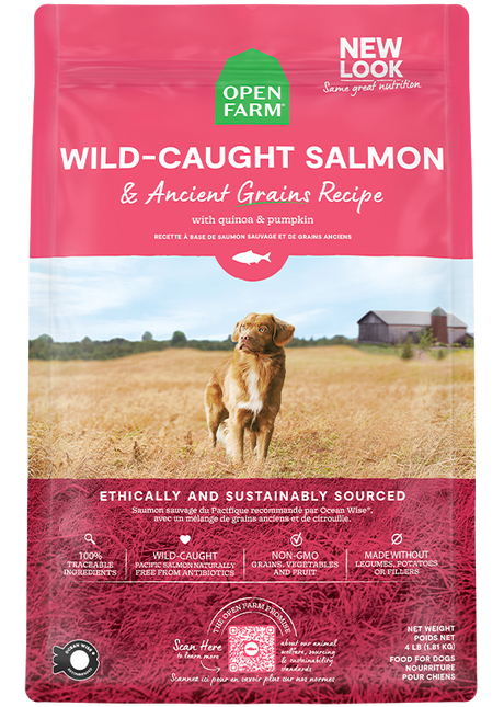 Open Farm Wild-Caught Salmon & Ancient Grains Dry Dog Food - (11LB & 22LB)