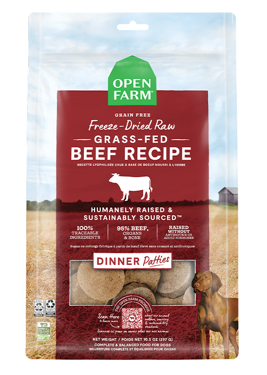 Open Farm Grass-Fed Beef Freeze Dried Raw Patties for Dogs - 17.5oz