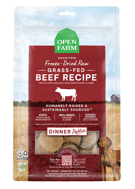 Open Farm Grass-Fed Beef Freeze Dried Raw Patties for Dogs - 17.5oz