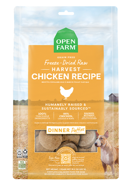 Open Farm Harvest Chicken Freeze Dried Raw Patties for Dogs - 17.5oz