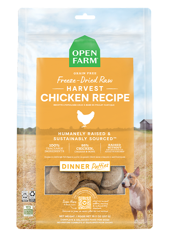 Open Farm Harvest Chicken Freeze Dried Raw Patties for Dogs - 17.5oz