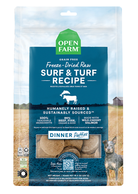 Open Farm Surf & Turf Freeze Dried Raw Patties for Dogs - 17.5oz