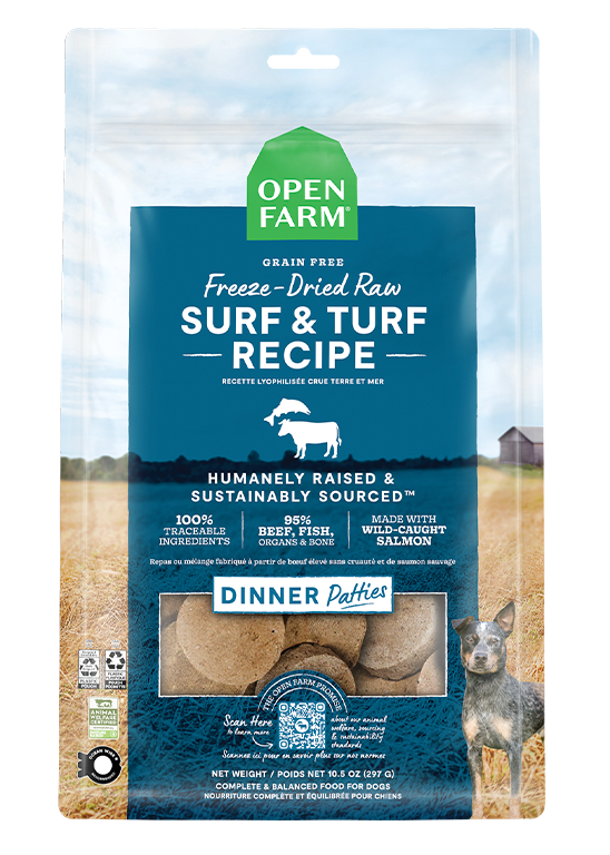 Open Farm Surf & Turf Freeze Dried Raw Patties for Dogs - 17.5oz