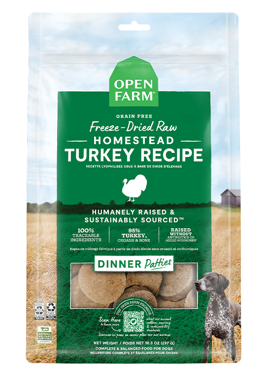 Open Farm Homestead Turkey Freeze Dried Raw Patties for Dogs - 17.5oz