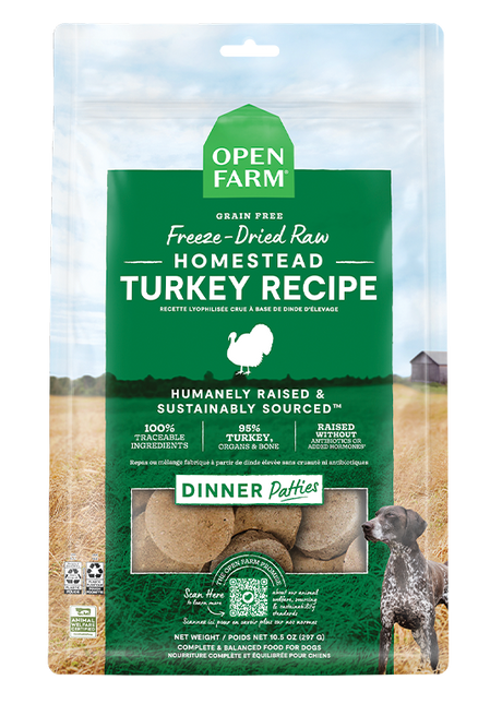 Open Farm Homestead Turkey Freeze Dried Raw Patties for Dogs - 17.5oz