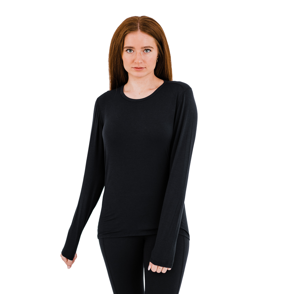 Polar Max Women's Single Layer Crewneck - Black Black