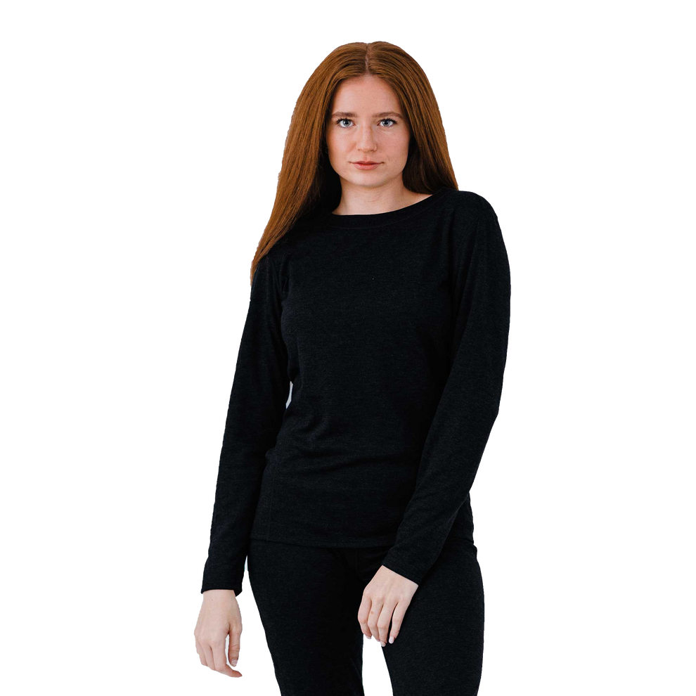 Polar Max Women's Double Layer Crewneck - Black Black