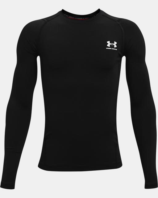 Under Armour Boys' HeatGear Armour Long Sleeve Black/white