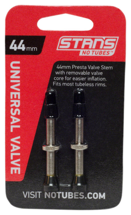 Stan's No Tubes Brass Valve Stems - 44mm, Pair, Silver