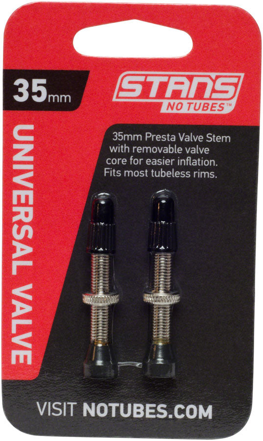 Stan's No Tubes Brass Valve Stems - 35mm, Pair, Silver