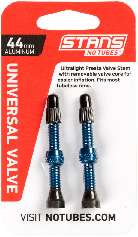 Stan's No Tubes Alloy Valve Stems - 44mm, Pair, Blue Blue