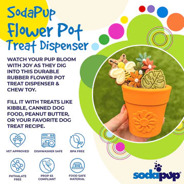 SodaPup PUP-X Rubber Treat Dispenser & Enrichment Toy - Flower Pot - Blue