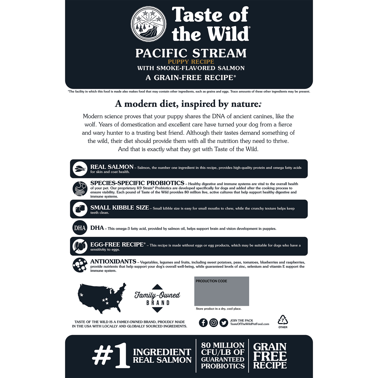 Taste of the Wild Pacific Stream Puppy Recipe with Smoke-Flavored Salmon - 14 LB