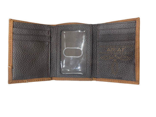 Ariat Tri-Fold Leather Wallet - Rowdy Brown