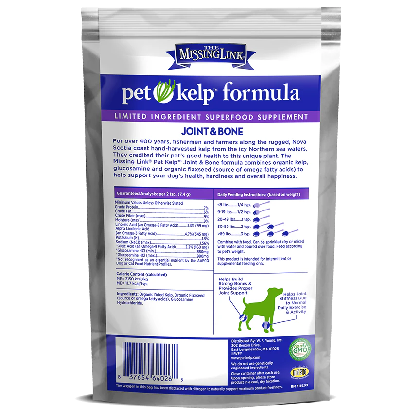 The Missing Link Pet Kelp Joint & Bone Limited Ingredient Superfood Supplement For Dogs - 8oz.