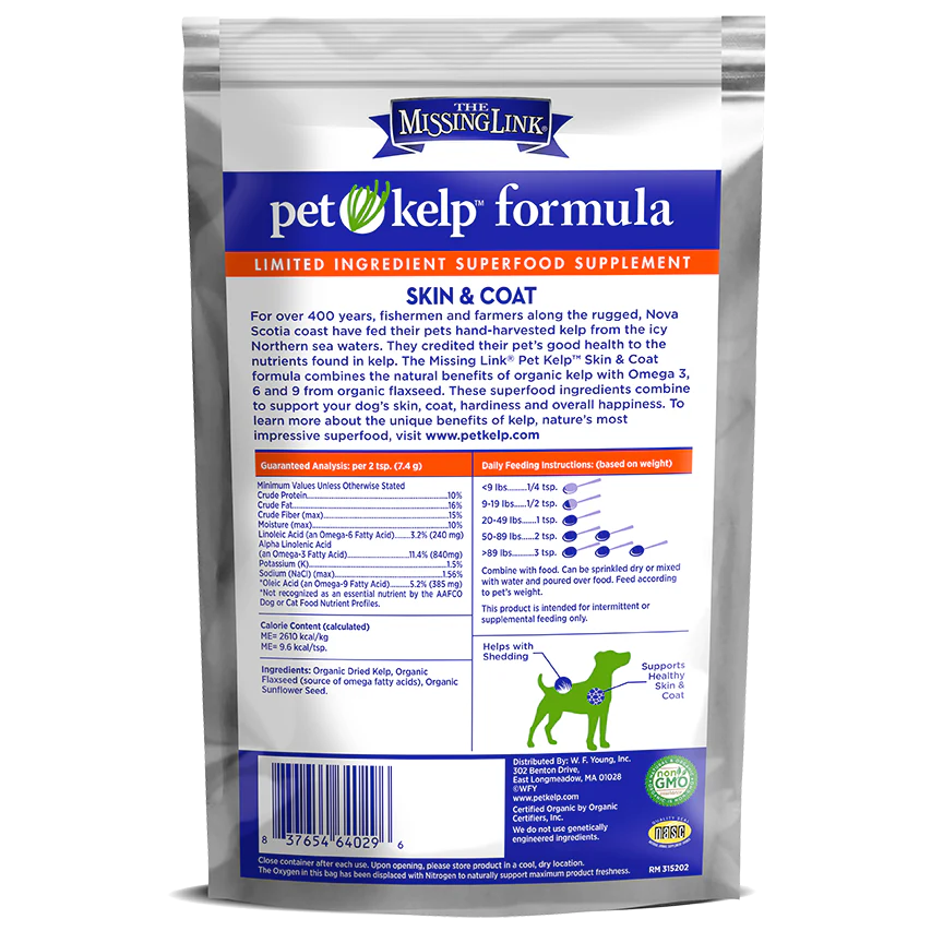 The Missing Link Pet Kelp Skin & Coat Limited Ingredient Superfood Supplement for Dogs - 8oz.