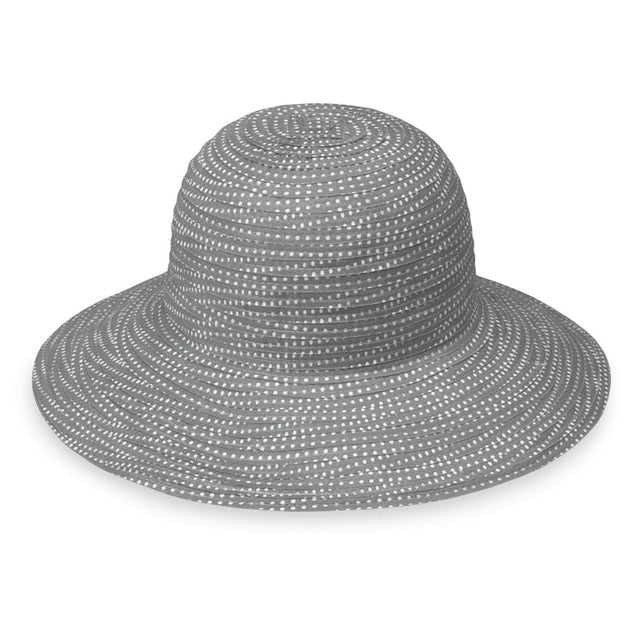 Wallaroo Hat Company Women's Petite Scrunchie Hat Grey/White Dots