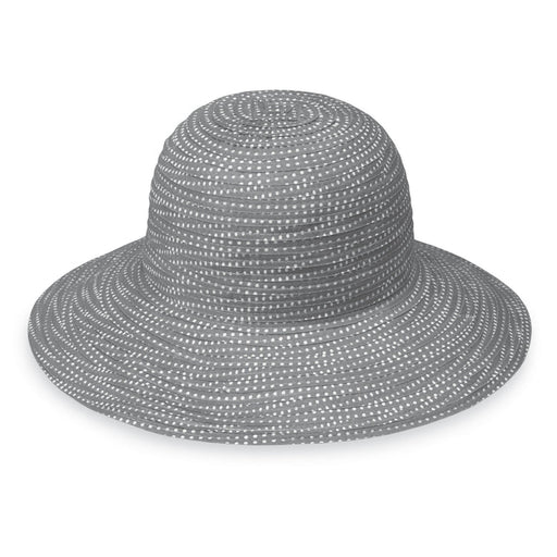 Wallaroo Hat Company Women's Petite Scrunchie Hat Grey/White Dots