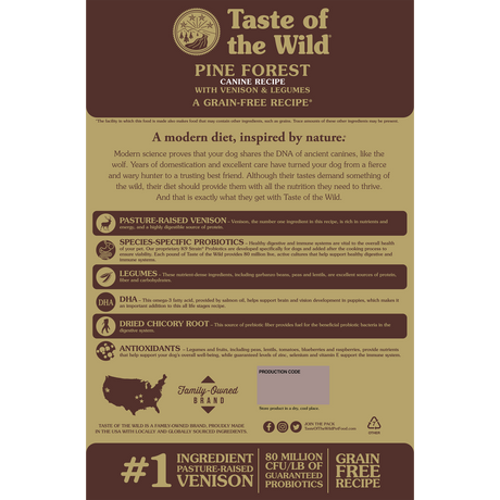 Taste of the Wild Pine Forest Canine Recipe with Venison & Legumes - 14 LB