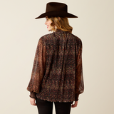 Ariat Plume Pleated Shirt - Leopard Mesh