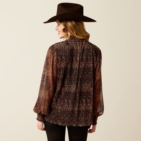 Ariat Plume Pleated Shirt - Leopard Mesh