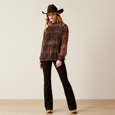 Ariat Plume Pleated Shirt - Leopard Mesh