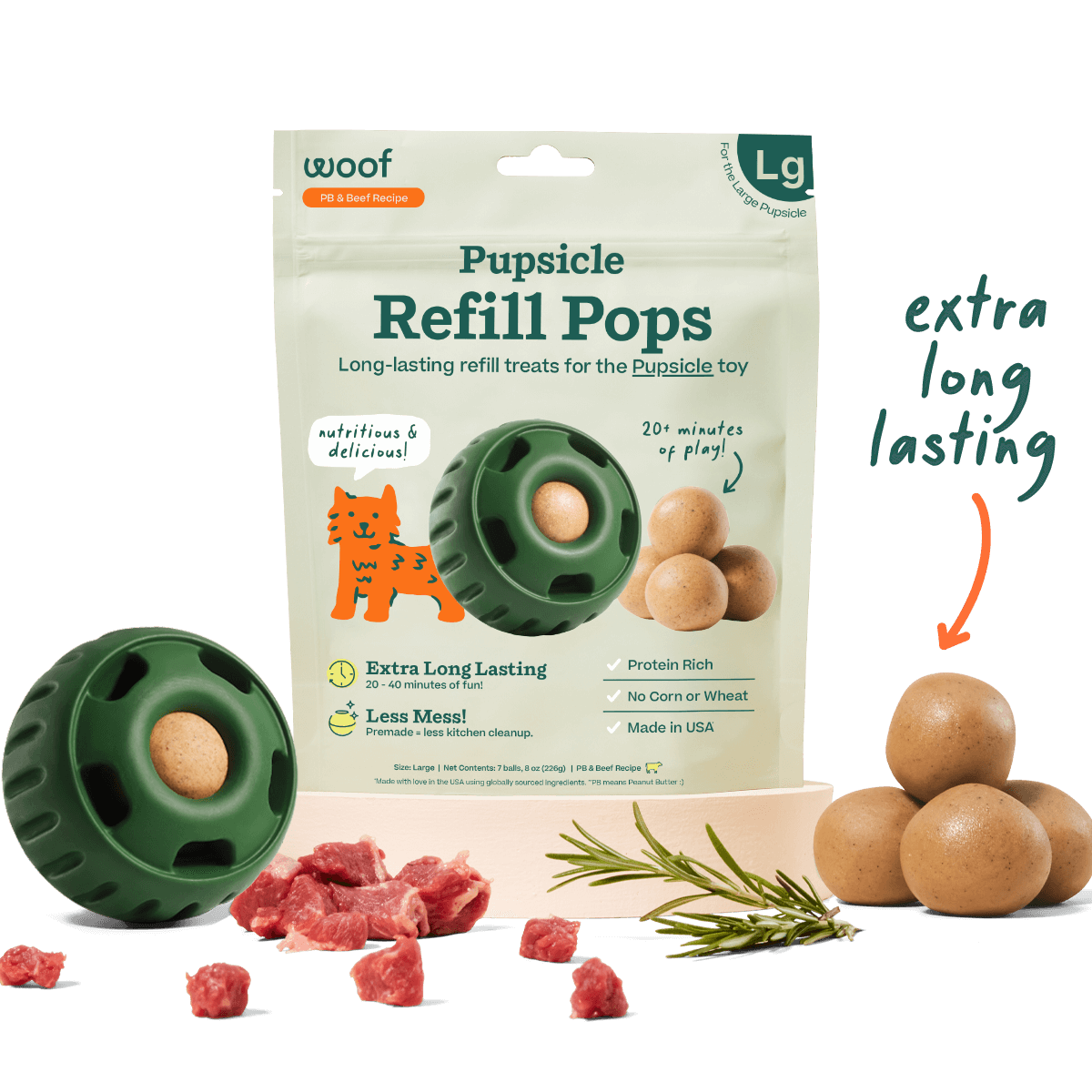 Woof Pet Refill Pupsicle Pops - Beef - Small Beef & Peanut Butter /  / 10CT