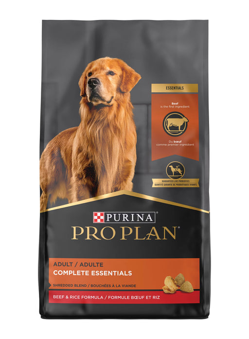 Purina Pro Plan Adult Complete Essentials Shredded Blend Beef & Rice Dry Dog Food - 34lb
