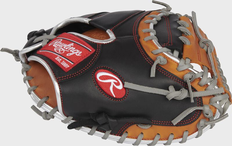 RAWLINGS R9 Series 32In CountoUR Baseball Catchers Mitt RH Black tan