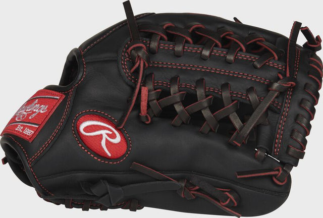 RAWLINGS R9 Series 11.5in Pro Taper Youth Infield/Pitcher Glove RH Black red