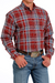 Cinch Men's Plaid Button-Down Long Sleeve Western Shirt - Red & Blue Red