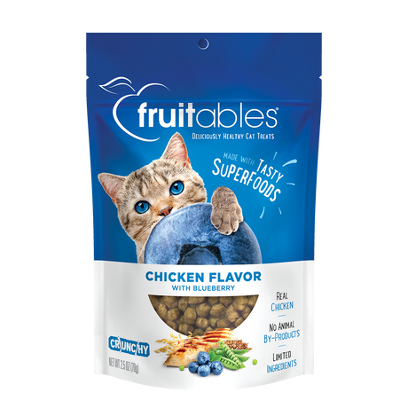 Fruitables Limited Ingredient Crunchy Cat Treats - Chicken Flavor with Blueberry - 2.5oz Chicken & Blueberry