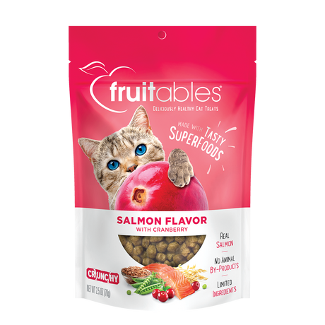 Fruitables Limited Ingredient Crunchy Cat Treats - Salmon Flavor with Cranberry - 2.5oz Salmon & Cranberry