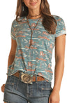 Panhandle Slim Women's Desert Print Short Sleeve Tee Teal